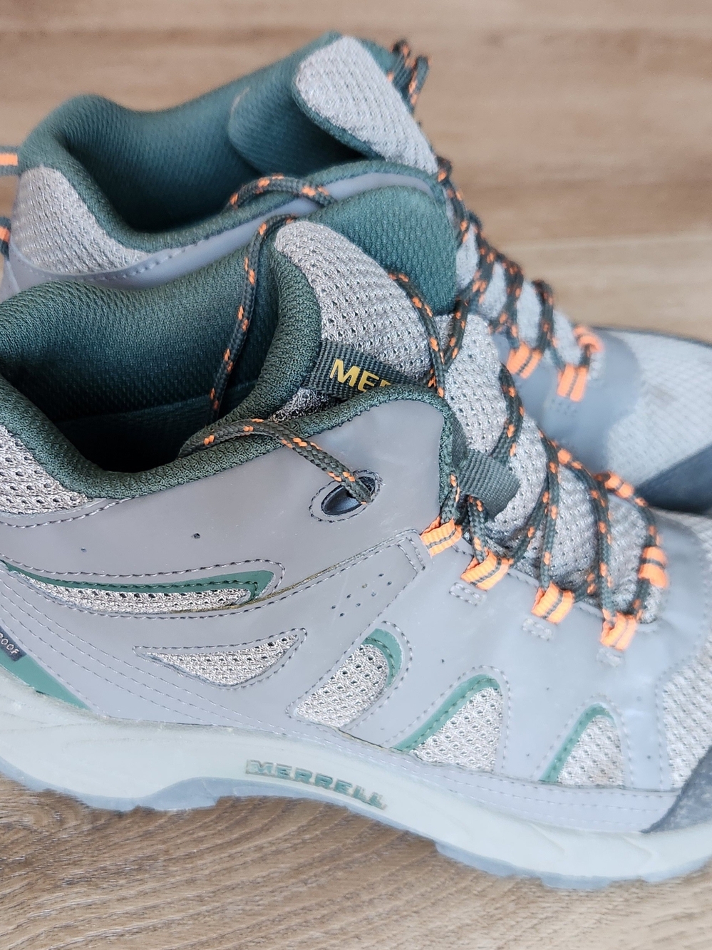 Merrell Women's Gray & Teal Hiking Boots with Orange Accents